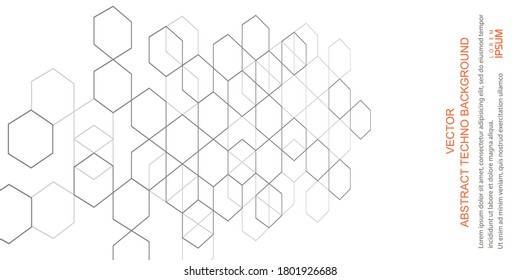  Hexagones sobre el fondo blanco . Tecnología digital de alta tecnología e ingeniería, concepto de tecnología de telecomunicaciones digital. Ilustración vectorial.