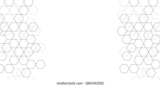 Hexagons on white background .Technology banner .Structure molecule and communication.Geometric rhombuses. Vector illustration.