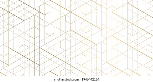 Hexagons on white background.Technical drawing.Geometric rhombuses.Abstract tech.Vector illustration.	