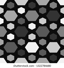 Hexagons ornament. Polygons background. Hexahedrons wallpaper. Figures motif. Geometrical shapes backdrop. Digital paper, web designing, textile print. Seamles pattern