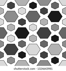 Hexagons ornament.Hexahedrons wallpaper. Polygons background. Figures motif. Geometrical shapes backdrop. Digital paper, web designing, textile print. Seamles pattern
