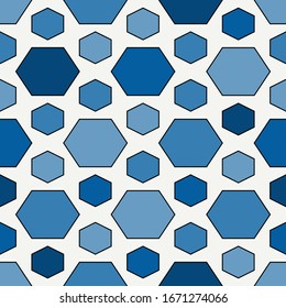 Hexagons ornament.Hexahedrons wallpaper. Polygons background. Figures motif.  Seamles pattern.