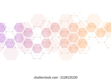 Hexagons Pattern Background. Genetic Research, Molecular Structure. Chemical Engineering. Concept Of Innovation Technology. Used For Design Healthcare, Science And Medicine Background 