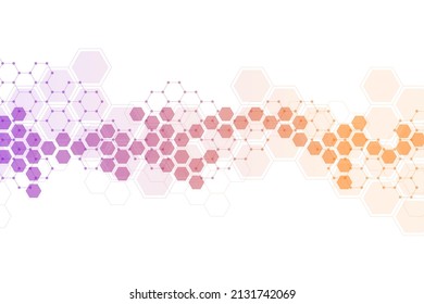 Hexagons pattern background. Genetic research, molecular structure. Chemical engineering. Concept of innovation technology. Used for design healthcare, science and medicine background 