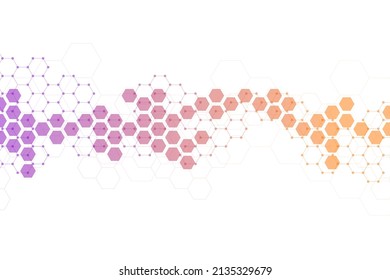 Hexagons pattern background. Genetic research, molecular structure. Chemical engineering. Concept of innovation technology. Used for design healthcare, science and medicine background 