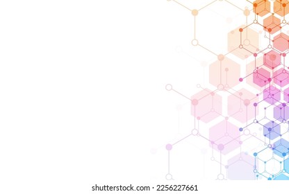 Hexagons pattern background. Genetic research, molecular structure. Chemical engineering. Concept of innovation technology. Used for design healthcare, science and medicine background  - Shutterstock ID 2256227661