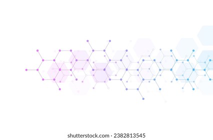 Hexagons pattern background. Genetic research, molecular structure. Chemical engineering. Concept of innovation technology. Used for design healthcare, science and medicine background 