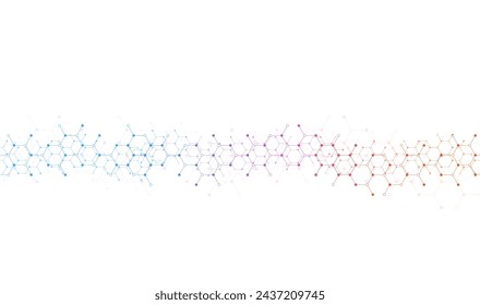 Hexagons pattern background. Genetic research, molecular structure. Chemical engineering. Concept of innovation technology. Used for design healthcare, science and medicine background 