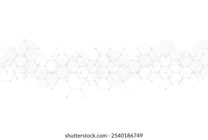 Hexagons pattern background. Genetic research, molecular structure. Chemical engineering. Concept of innovation technology. Used for design healthcare, science and medicine background 