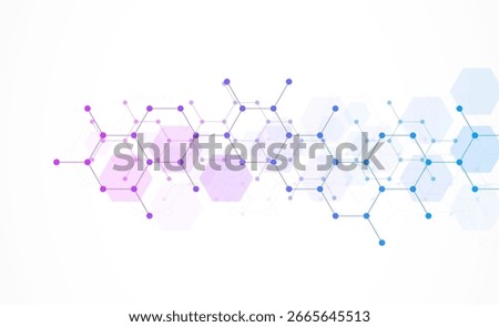Hexagons pattern background. Genetic research, molecular structure. Chemical engineering. Concept of innovation technology. Used for design healthcare, science and medicine background 