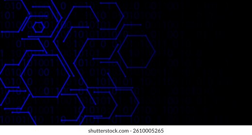 Hexagons pattern blue background. Genetic research, molecular structure. Chemical engineering. Concept of innovation technology. Used for design healthcare, science and medicine background 