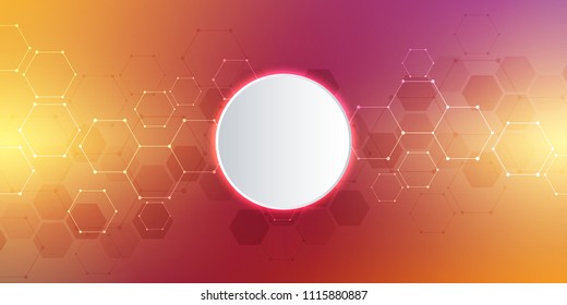 Hexagons pattern for medical, science and digital technology design. Geometric abstract background with molecular structure and chemical compounds