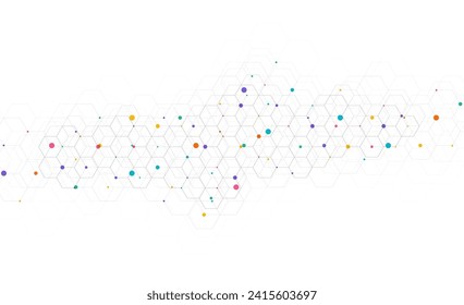 Patrón de hexagones sobre fondo gris. Investigación genética, estructura molecular. Ingeniería química. Concepto de tecnología de innovación. Utilizado para el diseño de la asistencia sanitaria, la ciencia y la medicina