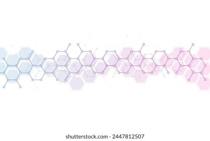 Patrón hexagonal sobre fondo gris. Investigación genética, estructura molecular. La ingeniería química. Concepto de tecnología de innovación. Se utiliza para el diseño de la salud, la ciencia y la medicina