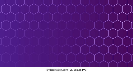 Sechseckmuster auf violettem Hintergrund. Genetische Forschung, molekulare Struktur. Chemieingenieurwesen. Konzept der Innovationstechnologie. Verwendet für Design, Gesundheit, Wissenschaft und Medizin Hintergrund