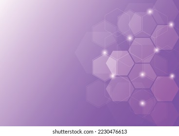 Patrón de Hexagons en fondo morado.tecnología. Utilizado para el diseño de la asistencia sanitaria, la ciencia y la tecnología