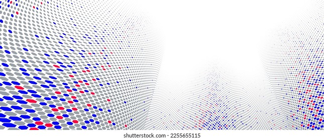 Hexagons pattern vector abstract background, colorful perspective flow, multimedia information theme, big data technology image, cool backdrop.