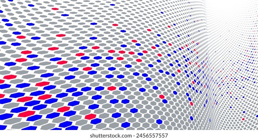 Hexagons pattern vector abstract background, colorful perspective flow, multimedia information theme, big data technology image, cool backdrop.