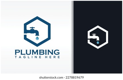 hexagons and plumbing logo vector