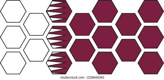 hexágonos con los colores de la bandera qatar