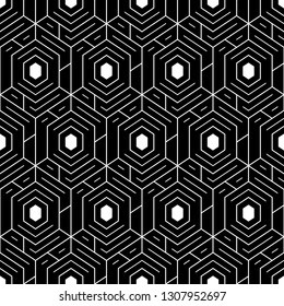 Hexagons, quadrangles pattern. Geometrical figures wallpaper. Geometric background. Simple shapes backdrop. Polygons motif. Digital paper, abstract. Seamless ornament