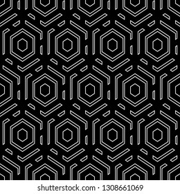 Hexagons, quadrangles pattern. Geometrical figures wallpaper. Geometric background. Simple shapes backdrop. Polygons motif. Digital paper, abstract. Seamless ornament.