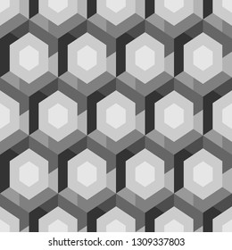 Hexagons, quadrangles pattern. Geometrical figures wallpaper. Geometric background. Simple shapes backdrop. Polygons motif. Digital paper, abstract. Seamless ornament.