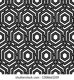 Hexagons, quadrangles pattern.Geometric background. Simple shapes backdrop. Polygons motif. Geometrical figures wallpaper. Seamless ornament. Digital paper, abstract