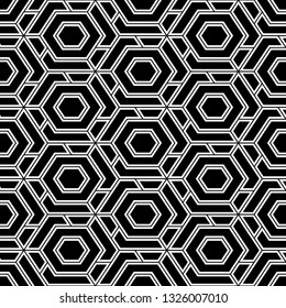 Hexagons, quadrangles pattern.Seamless ornament. Polygons motif. Geometrical figures wallpaper. Geometric background.Simple shapes backdrop. Digital paper, abstract.