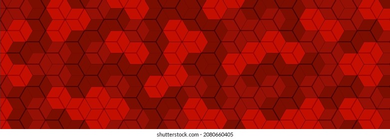 Hexagons red background. Abstract pattern honeycomb. Vector illustration.