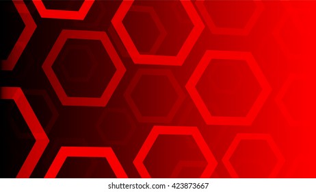 Hexagons red color background abstract art vector 
