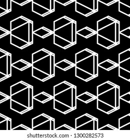 Hexagons, rhombuses, trapeziums pattern. Geometrical figures wallpaper. Geometric background. Shapes backdrop. Digital paper, abstract. Seamless ornament