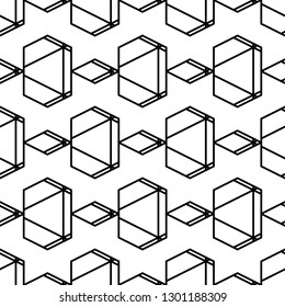 Hexagons, rhombuses, trapeziums pattern. Geometrical figures wallpaper. Geometric background. Shapes backdrop. Digital paper, abstract. Seamless ornament.