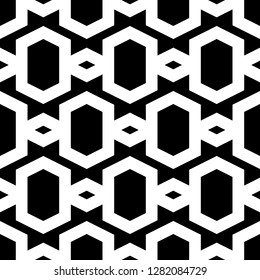 Hexagons, rhombuses, zigzag lines ornament. Geometrical backdrop. Ethnic wallpaper. Geometric background. Polygons motif. Digital paper, textile, print, abstract. Seamless pattern