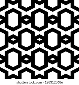 Hexagons, rhombuses, zigzag lines ornament. Geometrical backdrop. Ethnic wallpaper. Geometric background. Polygons motif. Digital paper, textile, print, abstract. Seamless pattern.