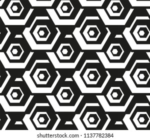 Hexagons seamless background black and white
