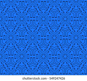hexagons. seamless vector illustration. black, blue color