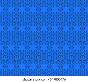 hexagons. seamless vector illustration. black, blue color