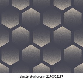 Hexagons Stipple Geometric Seamless Pattern Vector Trendy Abstract Background  Stylish Honeycomb Structure Dot Work Grainy Texture Repetitive Grey Wallpaper  Half Tone Art Conceptual Illustration