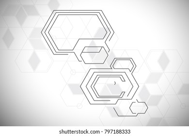 Hexagons structure lattice. Geometric abstract background. Chemistry, science and technology concept. Vector illustration