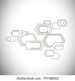 Hexagons structure lattice. Geometric abstract background. Chemistry, science and technology concept. Vector illustration