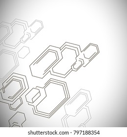 Hexagons structure lattice. Geometric abstract background. Chemistry, science and technology concept. Vector illustration