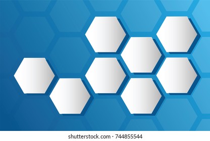 hexagons that highlight the background of flat blue hexagons
