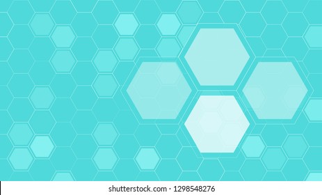 Hexagons transparent abstract art backdrop mint green color