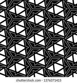 Hexagons, triangles, figures ornament. Geometrical backdrop. Geometric motif. Simple shapes wallpaper. Polygons background. Digital paper, web designing, textile print. Seamles pattern.