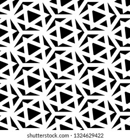 Hexagons, triangles, figures ornament. Polygons background. Geometric motif. Simple shapes wallpaper. Geometrical backdrop. Digital paper, web designing, textile print. Seamles pattern
