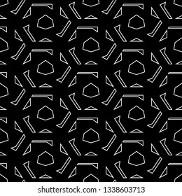 Hexagons, triangles, figures ornament. Polygons background. Simple shapes wallpaper. Mosaics motif. Geometrical backdrop. Digital paper, web designing, textile print. Seamles pattern.