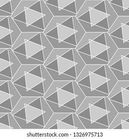Hexagons, triangles, figures ornament. Shapes background. Geometric wallpaper. Figures motif. Geometrical backdrop. Digital paper, web designing, textile print. Seamles pattern