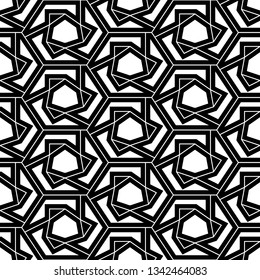 Hexagons, triangles, figures ornament. Simple shapes wallpaper.Seamles pattern. Mosaics motif. Polygons background. Geometrical backdrop. Digital paper, web designing, textile print