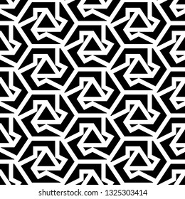 Hexagons, triangles, figures ornament.Simple shapes wallpaper. Polygons background. Mosaics motif. Geometrical backdrop. Digital paper, web designing, textile print. Seamles pattern